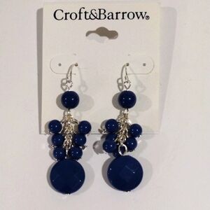 Croft & Barrow Blue Beaded Cluster Drop Dangle Earrings Women's Fashion Jewelry